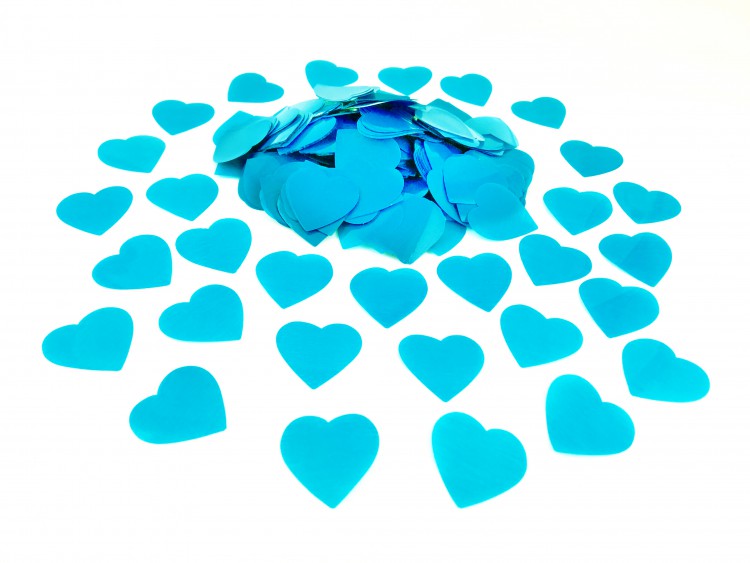 Конфетті - сердечка 25 мм, блакитні
